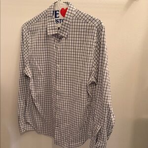 Bonobos White and Navy Grid Dress Shirt